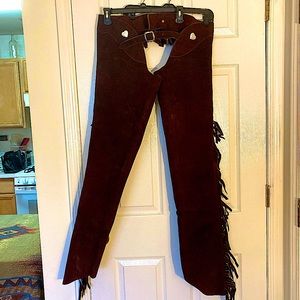 Women’s dark brown/rust colored chaps genuine leather never used